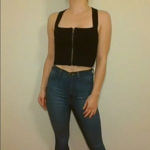 Silence + Noise Zip Crop Top